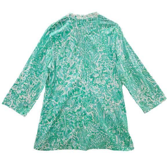 Lilly Pulitzer Tunic Top Womens XL Sarasota Beaded Bungle in the Jungle Green - Picture 2 of 12